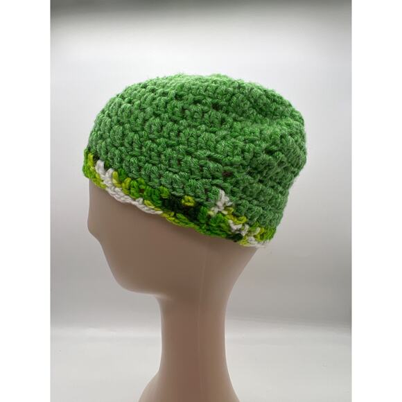 Green Metallic Knit Wove Beanie Hat Acrylic Winter Boho Colorful Ninja Turles XS - Picture 4 of 8